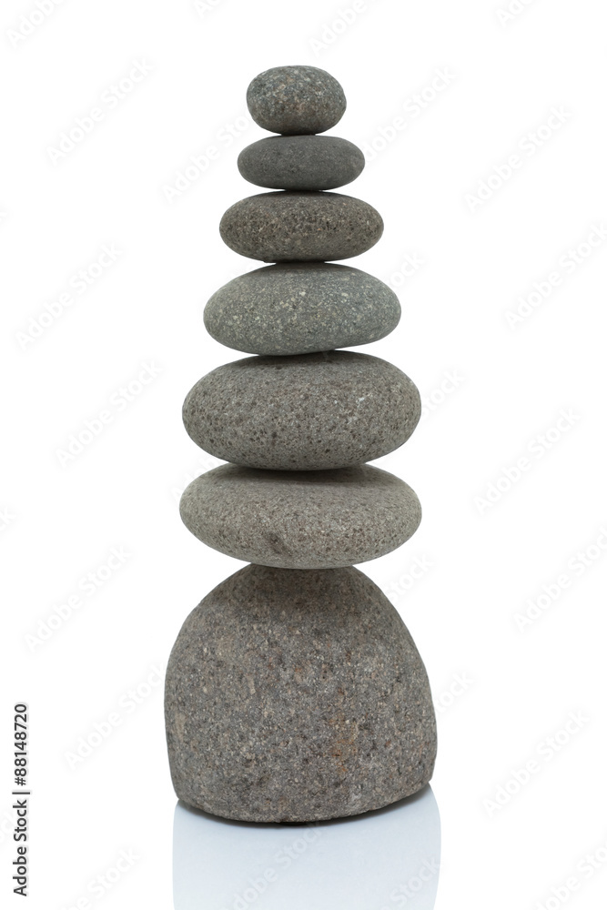 Cairn, trail marker, stacking stones on white Cairn, trail marker, stacking stones on white