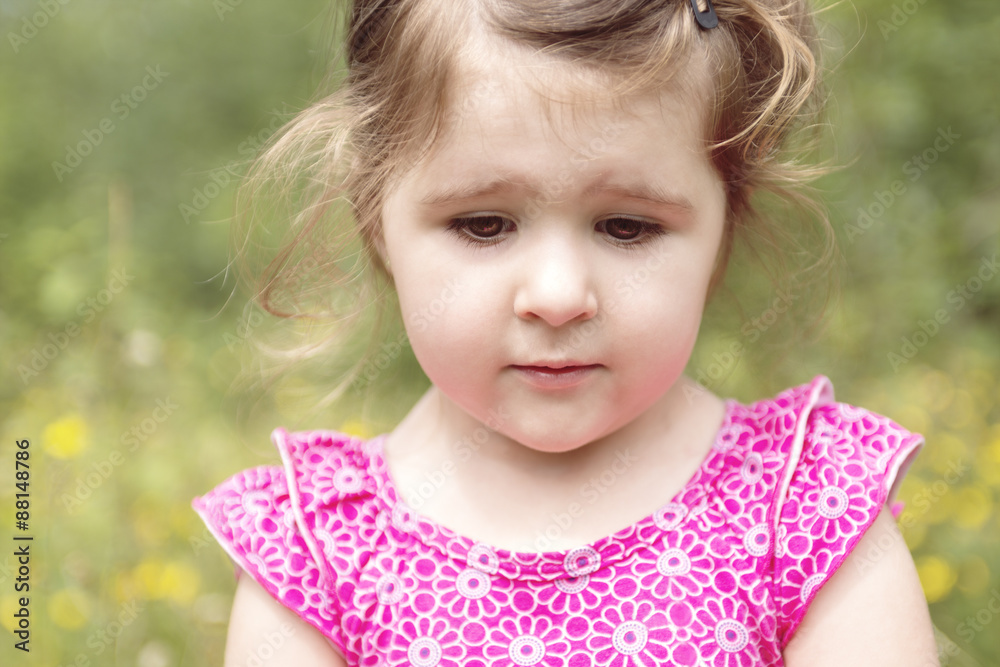 Adorable little girl in the forest meadow Adorable little girl in the forest meadow