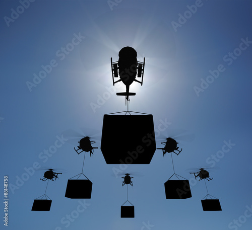Helicopter silhouette in the sky