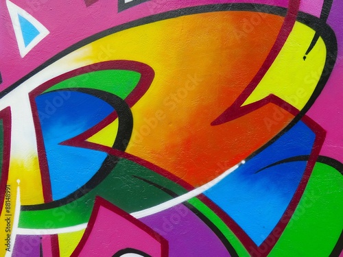 Painted Wall: Colorful Abstract Pattern in Detail of Graffiti 