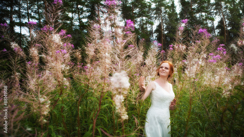 Wallpaper Mural Beautiful woman among magic glow flowers Torontodigital.ca