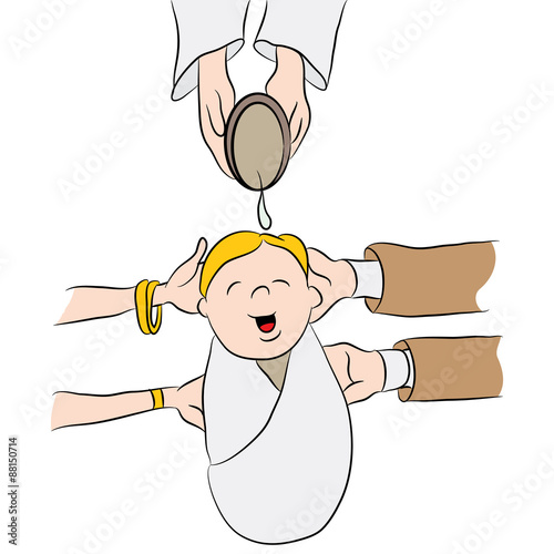 Child Being Baptized Cartoon