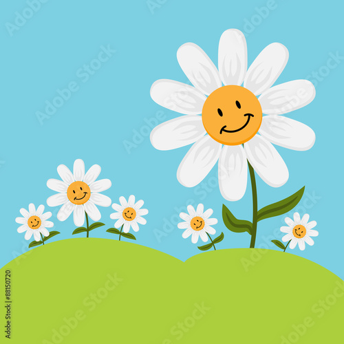 Happy Cartoon Daisy Flowers