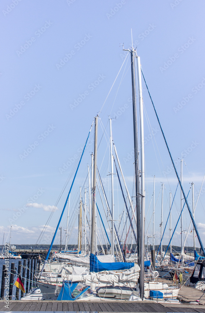 Sailing Boats / Wooden sailboat moored in the harbor on