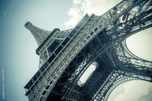 Eiffel Tower with vintage filter effect.
