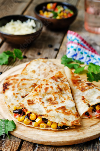 black beans tomato corn quesadilla