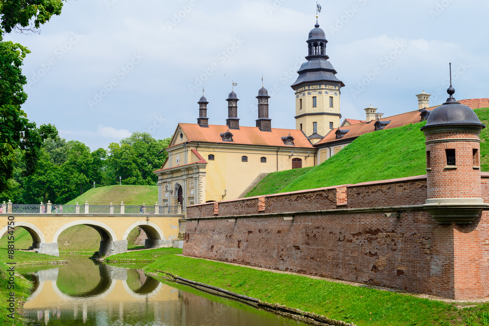 Belarusian tourist landmark attraction Nesvizh Castle - medieval