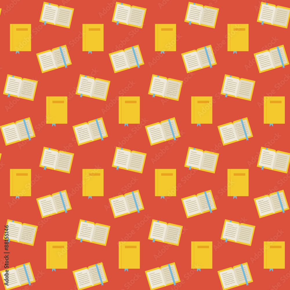 Flat Vector Seamless Pattern Many Books Flat Vector Seamless Pattern Many Books