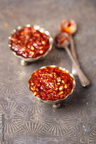 Extreme hot asian chillies garlic sauce photo