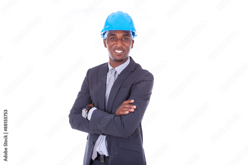 African American architect isolated on white background - black African American architect isolated on white background - black
