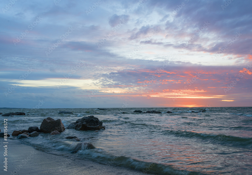 beautiful sea landscape after sunset 