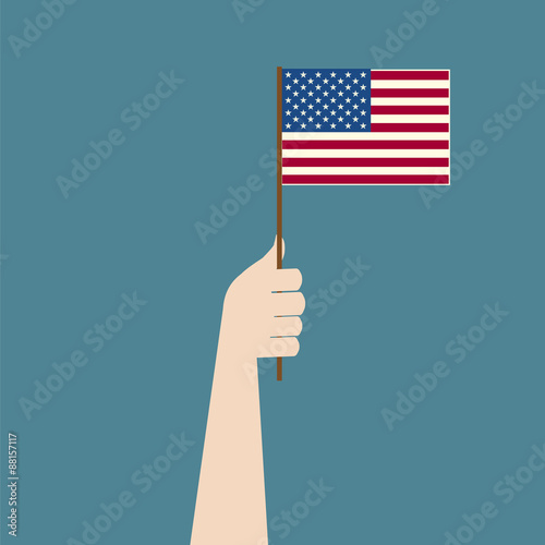 American flag in hand