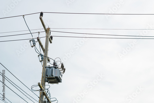 Utility pole with sky background