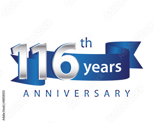 116 Years Anniversary Logo Blue Ribbon