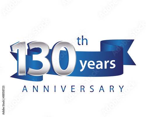 130 Years Anniversary Logo Blue Ribbon