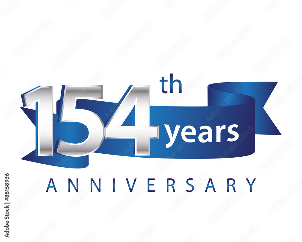 154 Years Anniversary Logo Blue Ribbon 