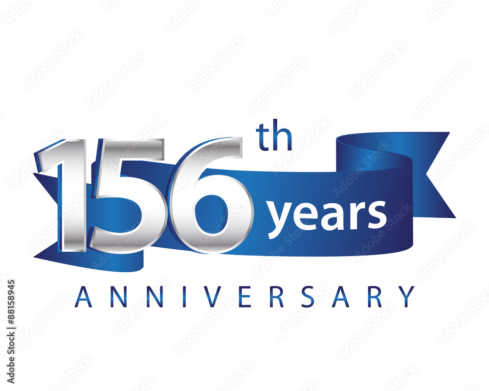 156 Years Anniversary Logo Blue Ribbon 