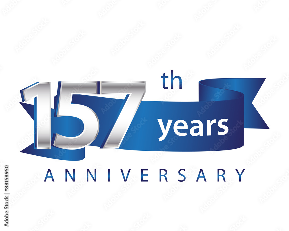 157 Years Anniversary Logo Blue Ribbon 
