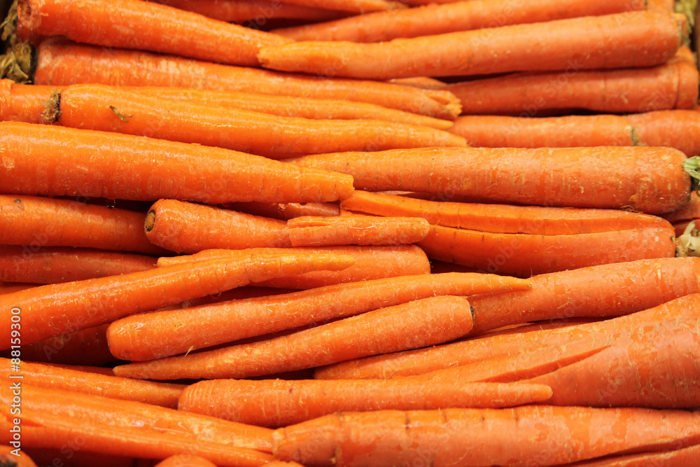 Organic Carrots on Display at the Market Organic Carrots on Display at the Market