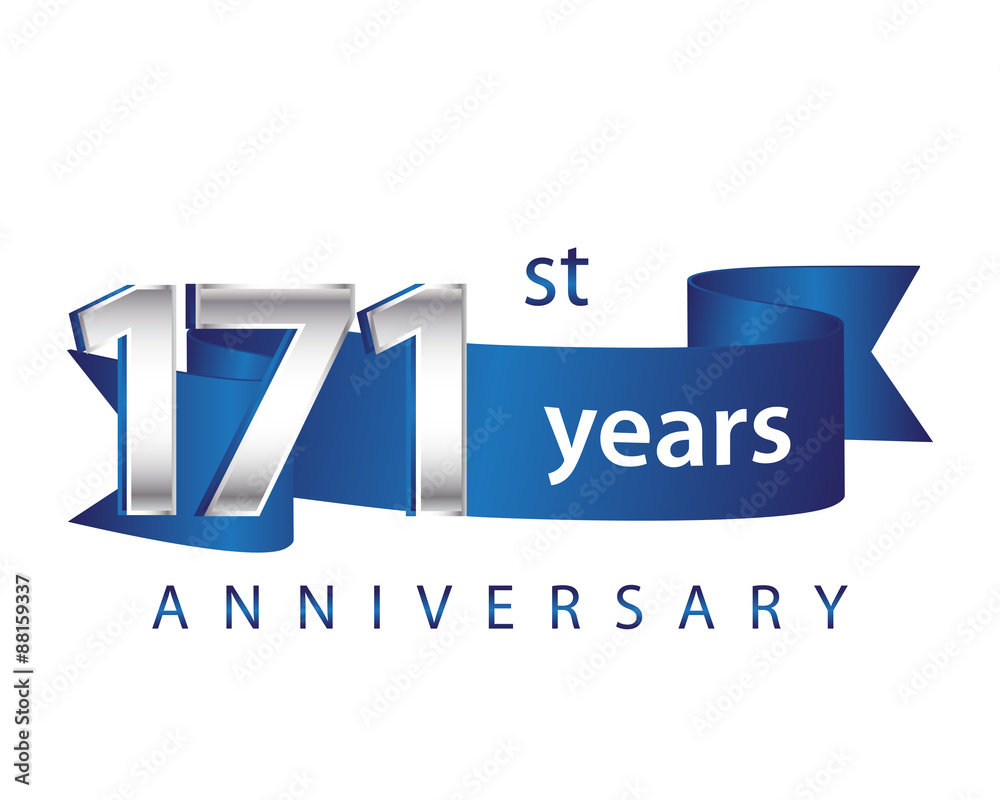 171 Years Anniversary Logo Blue Ribbon 