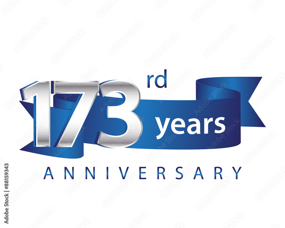 173 Years Anniversary Logo Blue Ribbon 