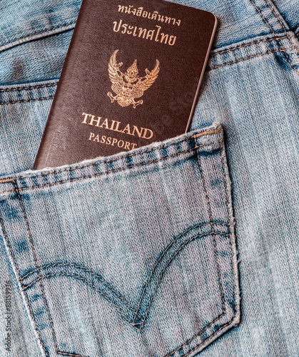 Old jeans and passport