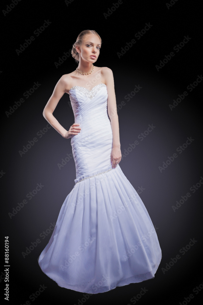 Nice Portrait of Sensual Caucasian Female Bride in Beautiful Nic