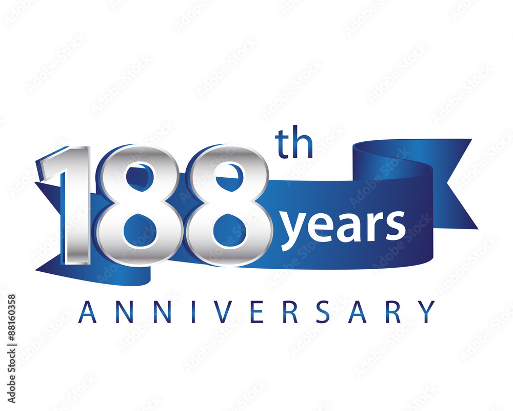 188 Years Anniversary Logo Blue Ribbon 