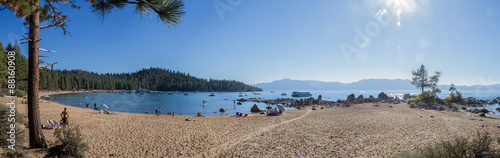 Zephyr Cove panorama. At Lake Tahoe on the Nevada side there is a stunningly beautiful and restful location called Zephyr Cove.