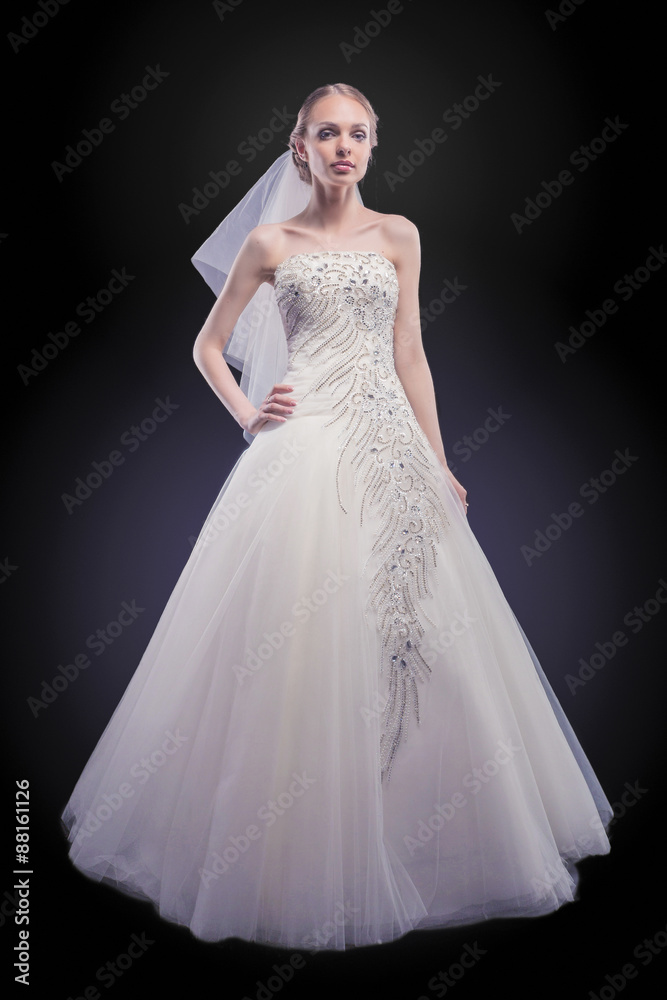 Nice Portrait of Sensual Caucasian Female Bride in Beautiful Nic Nice Portrait of Sensual Caucasian Female Bride in Beautiful Nic