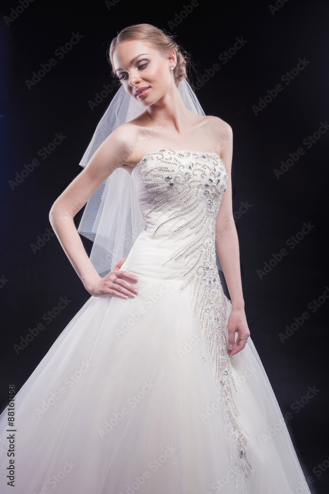 Wedding and Fashion Concept. Portrait of Young Caucasian Female Wedding and Fashion Concept. Portrait of Young Caucasian Female