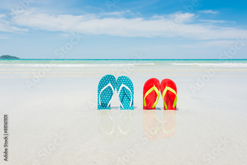 Beach  slippers on tropical beach