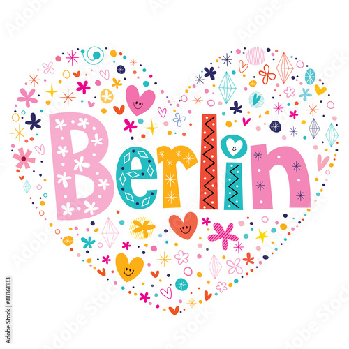 Berlin heart shaped type lettering vector design