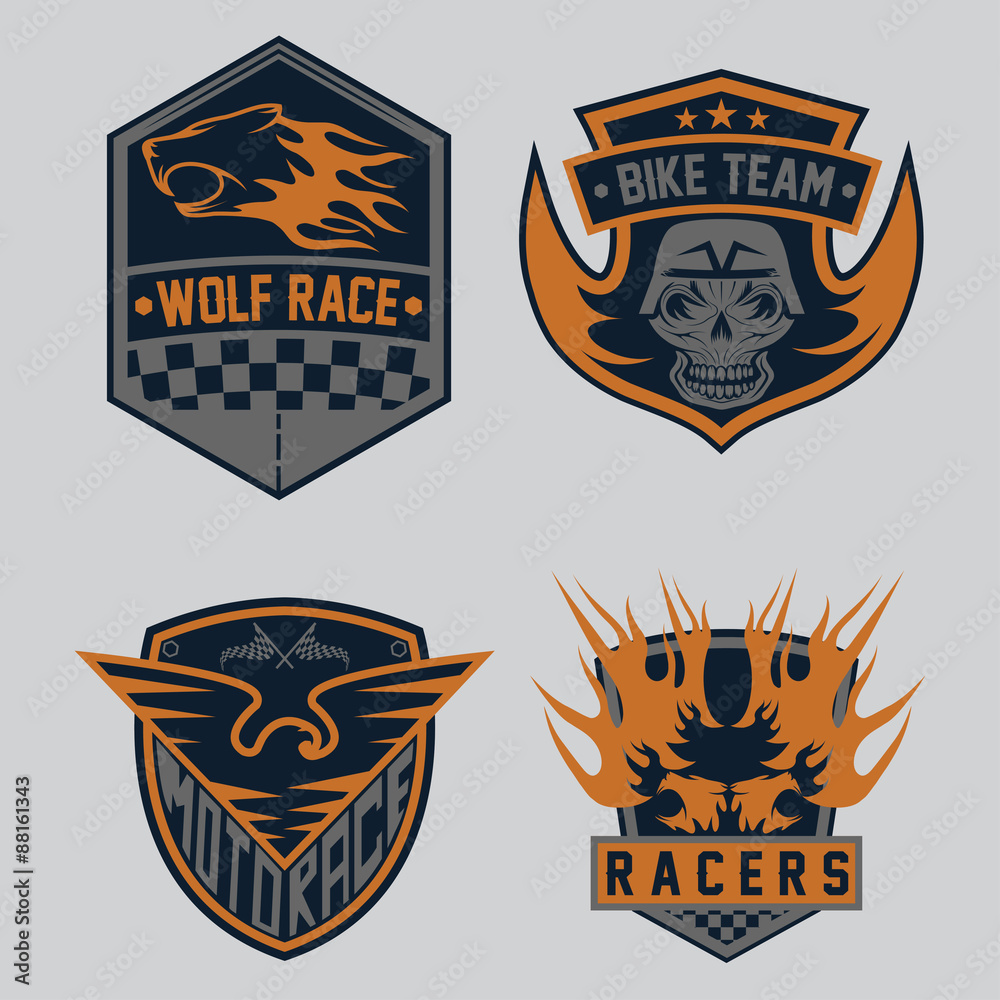 Obraz premium auto and moto racing emblem set and design elements