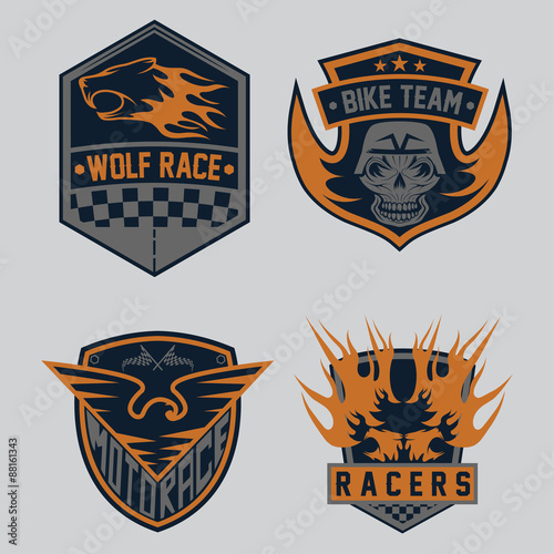auto and moto racing emblem set and design elements
