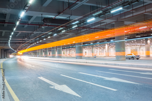 light trails on the city road