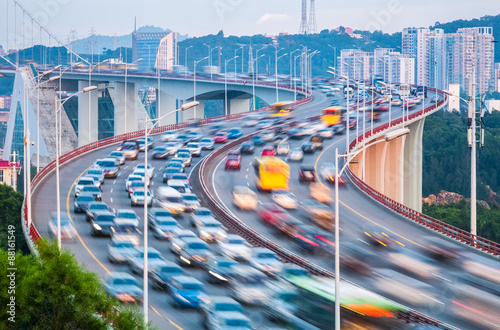 Photography traffic closeup on bridge