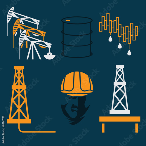 oil industry elements and symbol of fall and rise of oil prices