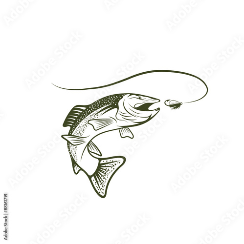 trout and lure vector design template
