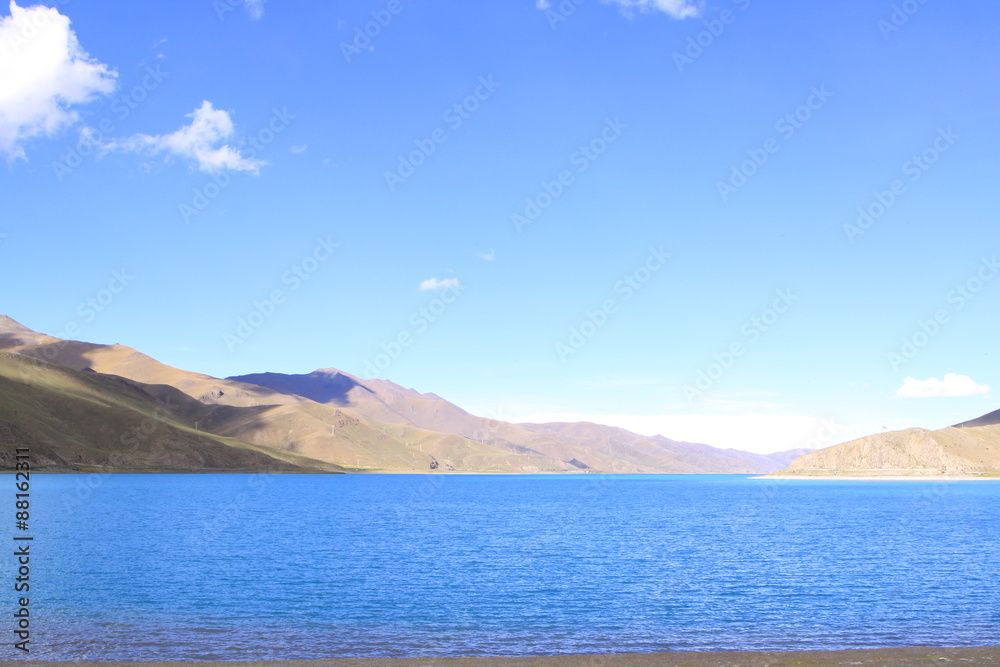 Lake with mountain in Tibet Lake with mountain in Tibet