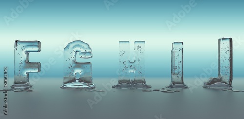 alphabet made of ice melting