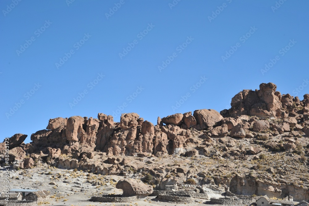 Mountain Bolivian villages in the Altiplano Mountain Bolivian villages in the Altiplano