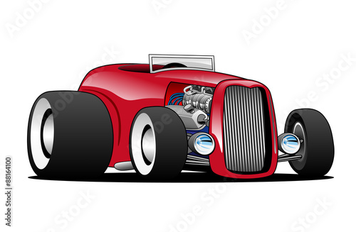Classic Street Rod Hi Boy Roadster Cartoon Isolated Vector Illustration © hobrath