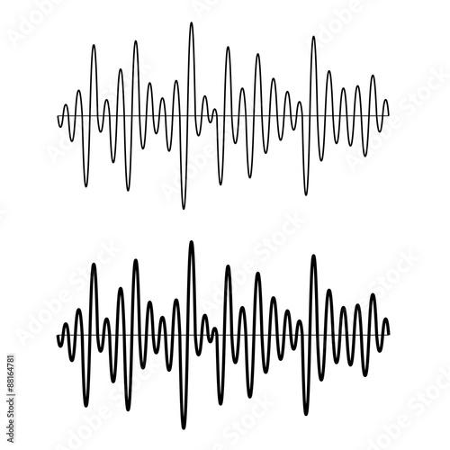 vector black seamless sinusoidal sound wave lines