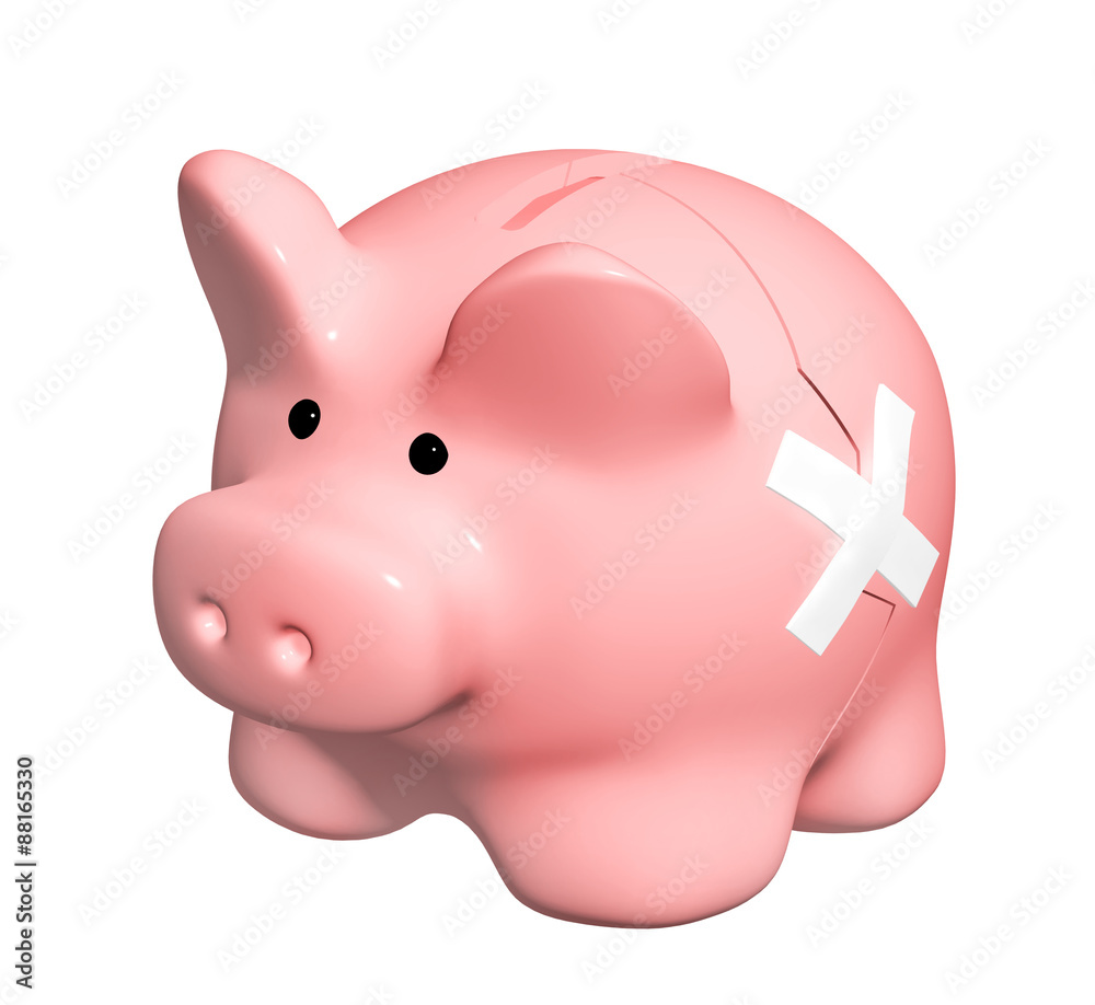 3d man with broken piggy bank 3d man with broken piggy bank