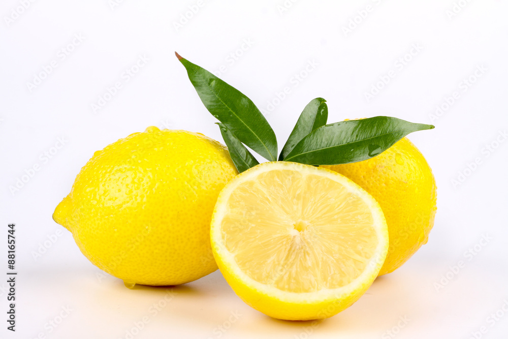 multiple lemon with fresh and delicious color isolated in white.