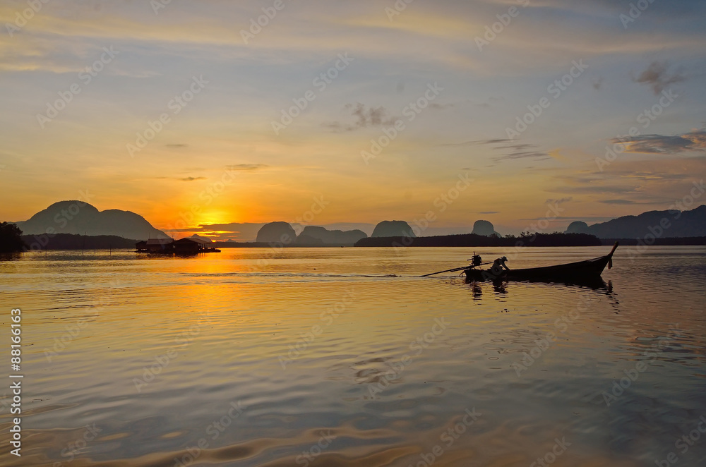 Sunset at dawn in Phang Nga ,Thailand