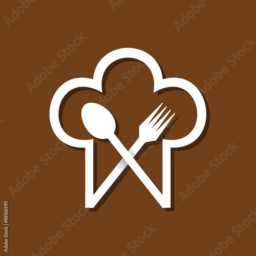 Chef hat with fork and spoon stock vector