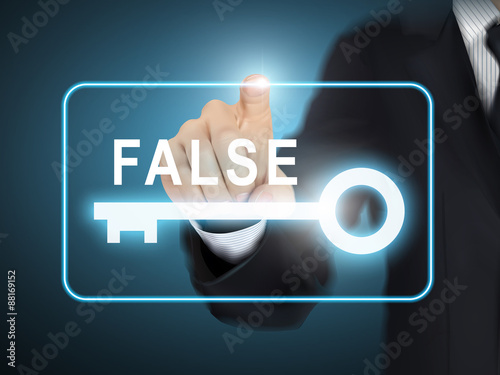male hand pressing false key button