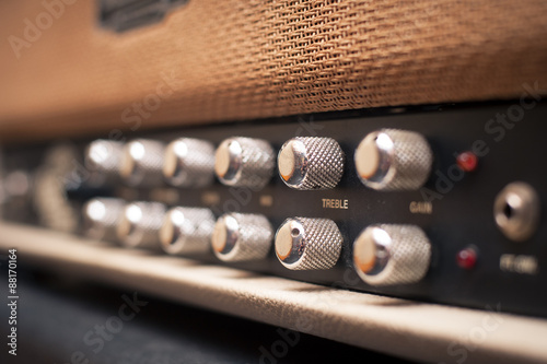 Guitar amplifier knobs detail photo